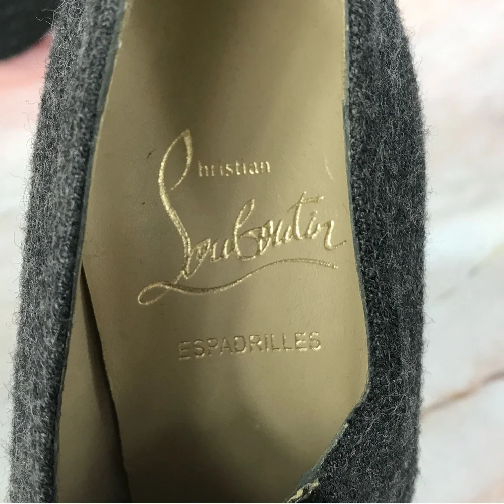 Christian Louboutin Deroba Platform Wedge Peep-toe Gray Espadrille